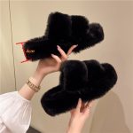 Women's Winter Plush Cotton Slippers with Thick Sole and Non-Slip Velvet for Fashionable Home Wear