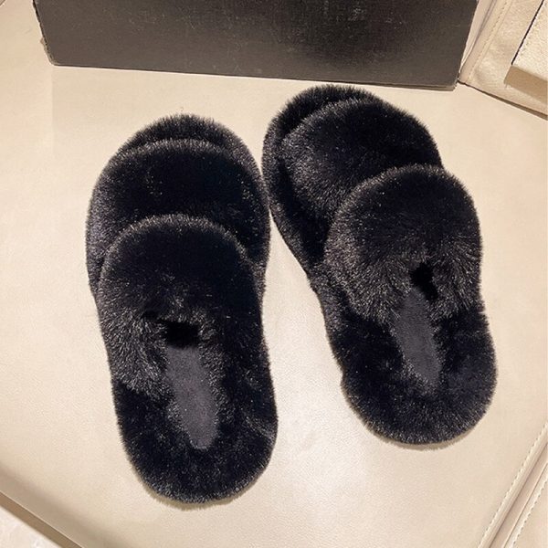 Women's Winter Plush Cotton Slippers with Thick Sole and Non-Slip Velvet for Fashionable Home Wear