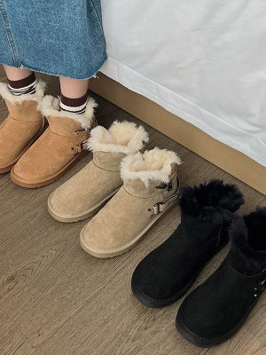 Women's Winter Snow Boots - Warm & Comfortable with Soft Flock - Casual Short Ankle Boots for Women