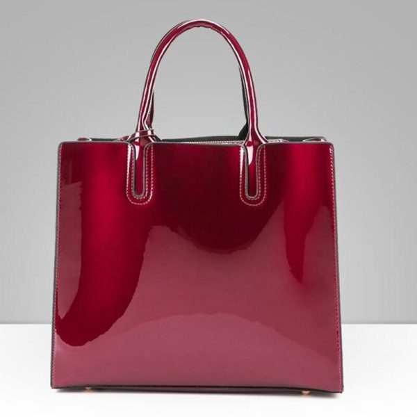 Luxury designer Red Patent Leather Tote Bag Handbags Women Famous Brand Lady's Lacquered Handbag