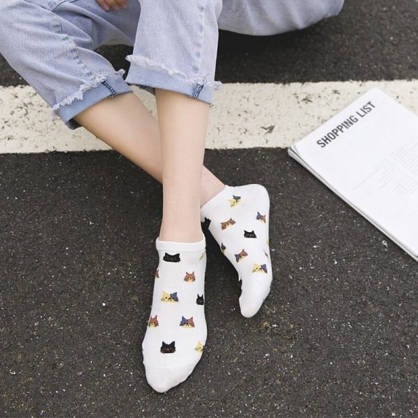 1 Pairs Women's Summer Cotton Siamese Cat Colorful Happy Socks