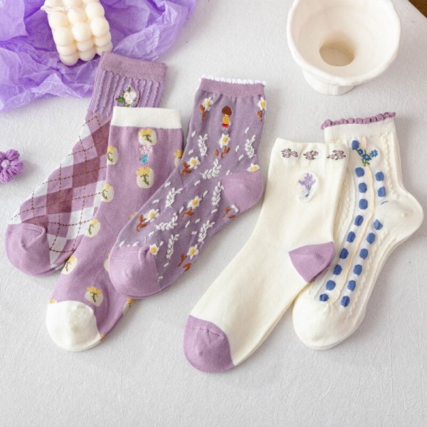 Vanessa's Creative Fruit Pattern Cotton Ladies Novelty Cartoon Socks 5 Pairs