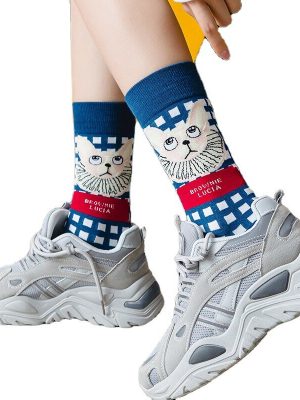 Vanessa's Colorful Vintage Knitted Socks for Women's Cool Style