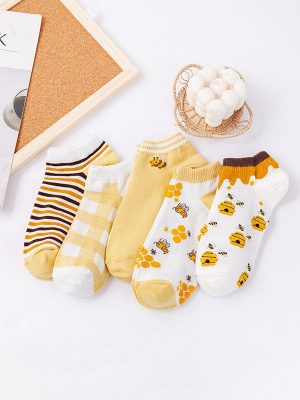 5-Pair-Low-Cut-Women-Socks-Set-Summer-Thin-Yellow-Bee-Cute-Soft-Breathable-Cotton-Socks-1.jpg