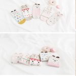 Ladies Cotton Cute Three-Dimensional Cat Pink Socks - 5 Pairs Pack