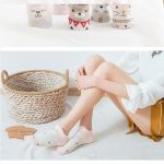 Ladies Cotton Cute Three-Dimensional Cat Pink Socks - 5 Pairs Pack