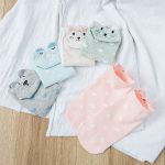Ladies Cotton Socks Non-slip Pink Cute Three-Dimensional Cat Invisible socks - 5 Pairs Pack