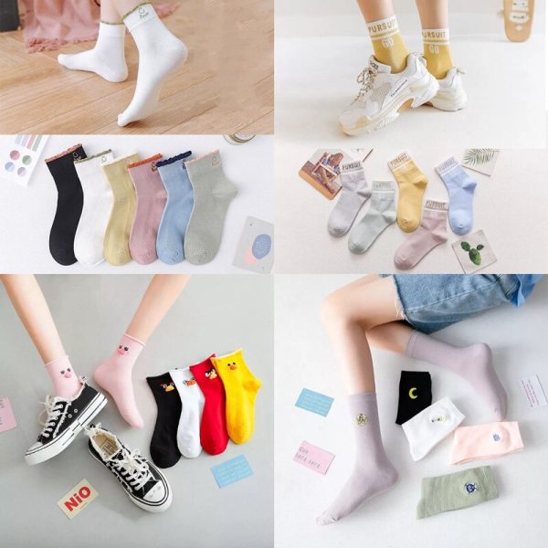 5Pairs/Lot Summer Korea Cartoon Animal Cotton Ankle Socks Women's Socks