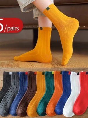 Vanessa's Winter Warm Low Top Socks Cute Set Men's Japanese Style Socks 5 Pairs