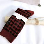 Vanessa's Houndstooth Cotton High Tube Socks for Women 5 Pairs- Winter Collection