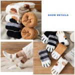 Autumn and Winter Siamese Cat Paws 1 Pair of Plush Coral Fleece Cute Socks
