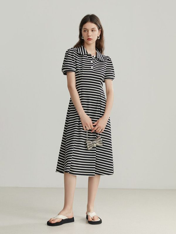 Summer New French Style Women's Dress Peter Pan Collar