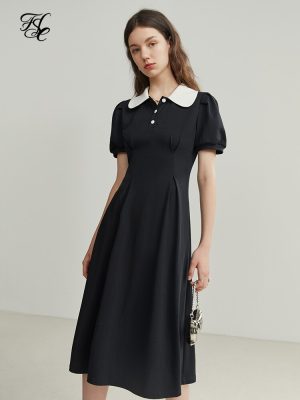 Summer New French Style Women's Dress Peter Pan Collar