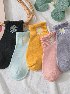 Vanessa's 5 Pairs Ankle Girls Cotton Heart Socks, Novelty Women's Fashion Socks