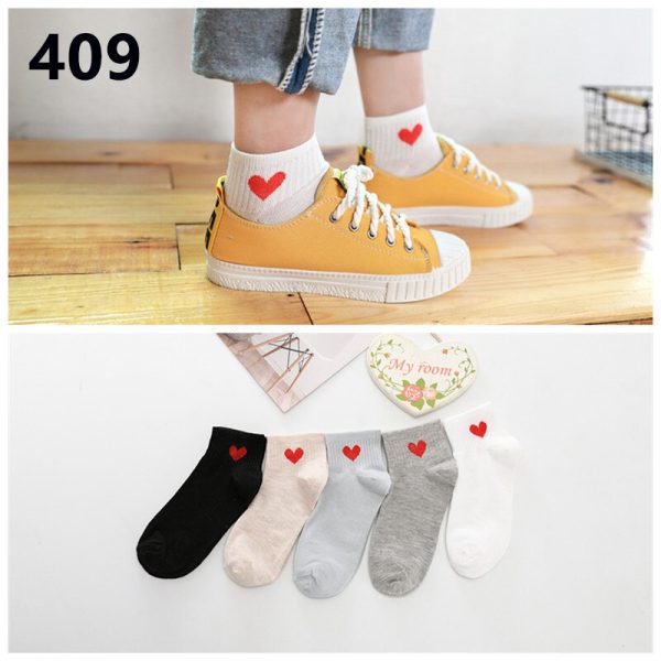 Vanessa's 5 Pairs Ankle Girls Cotton Heart Socks, Novelty Women's Fashion Socks