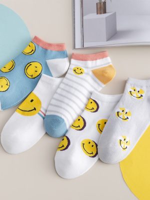 Vanessa's Happy Cartoon Calcetines Women's Harajuku Style Socks 5 Pairs