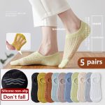 Vanessa's Non-Slip Invisible Women's Boat Socks - 5 Pairs Summer Collection