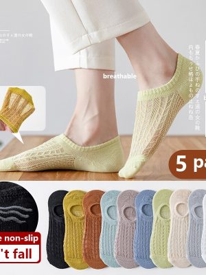 Vanessa's Non-Slip Invisible Women's Boat Socks - 5 Pairs Summer Collection