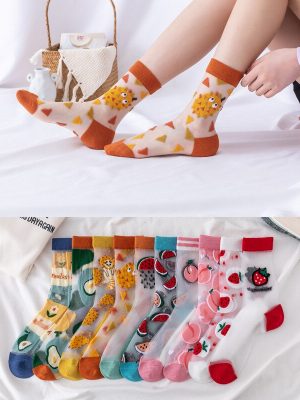 Japanese Korea Style Casual Creative Transparent Crystal Silk Socks