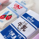 Vanessa's Kawaii Jacquard Fruit Milk Pinky/White Women Socks