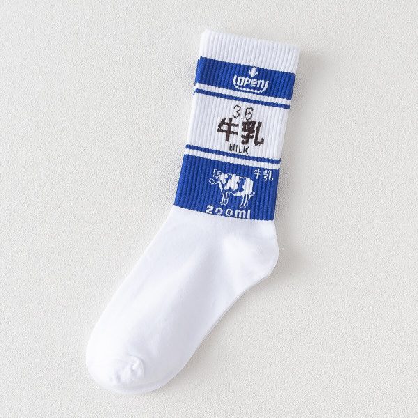 Vanessa's Kawaii Jacquard Fruit Milk Pinky/White Women Socks