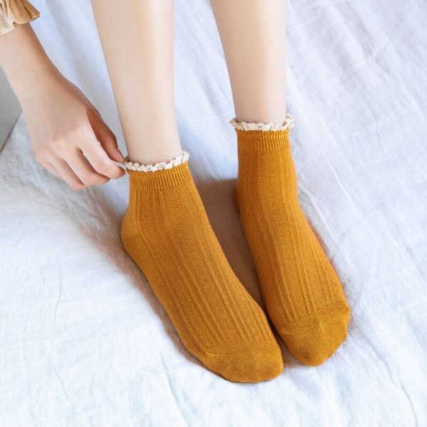 Vanessa's Cute Lace Ruffle Socks for Women, Korean Style Frilly Socks