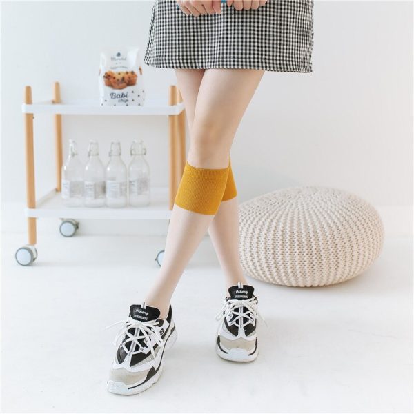 Long Tube And Knee Trend Calf Sock Transparent Crystal Glass Silk Socks