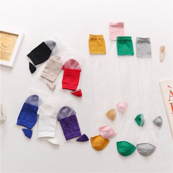 Vanessa's Transparent Crystal Glass School Socks