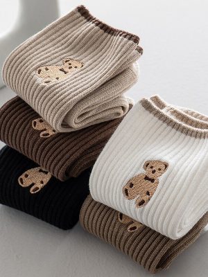 Vanessa's Cute Bear Cartoon Cotton Short Socks