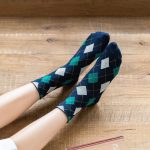 Vanessa's Japanese College Wind Retro Diamond Lattice Mid-Tube Socks
