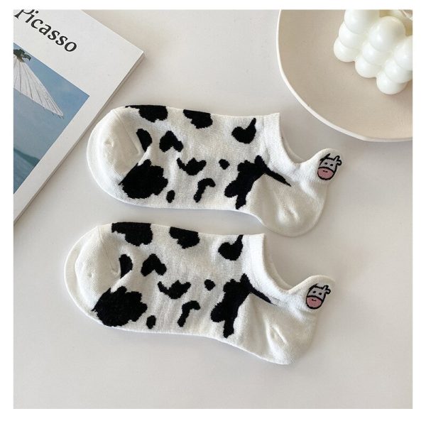 Vanessa's Cow Cartoon Boat Socks Cute Short Tube Women Socks