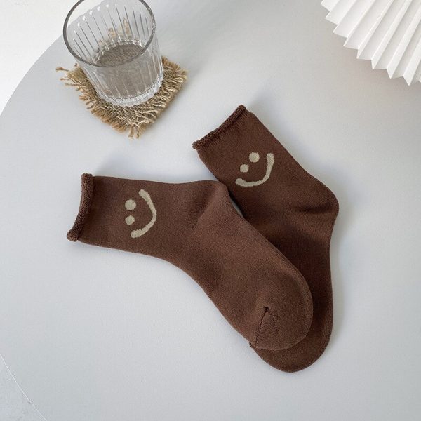 Vanessa's Winter Warm Thermal Unisex Socks with Smiley Face Design and Soft Fluffy Material