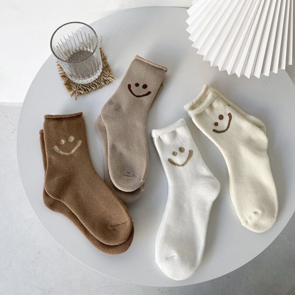 Vanessa's Winter Warm Thermal Unisex Socks with Smiley Face Design and Soft Fluffy Material