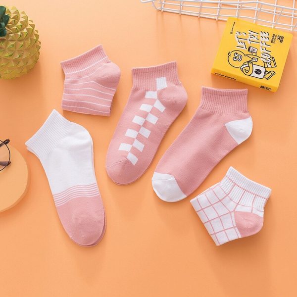 Women's Funny Cartoon Cotton Ankle Socks Set Cute Fruits Kawaii Style 5 Pairs