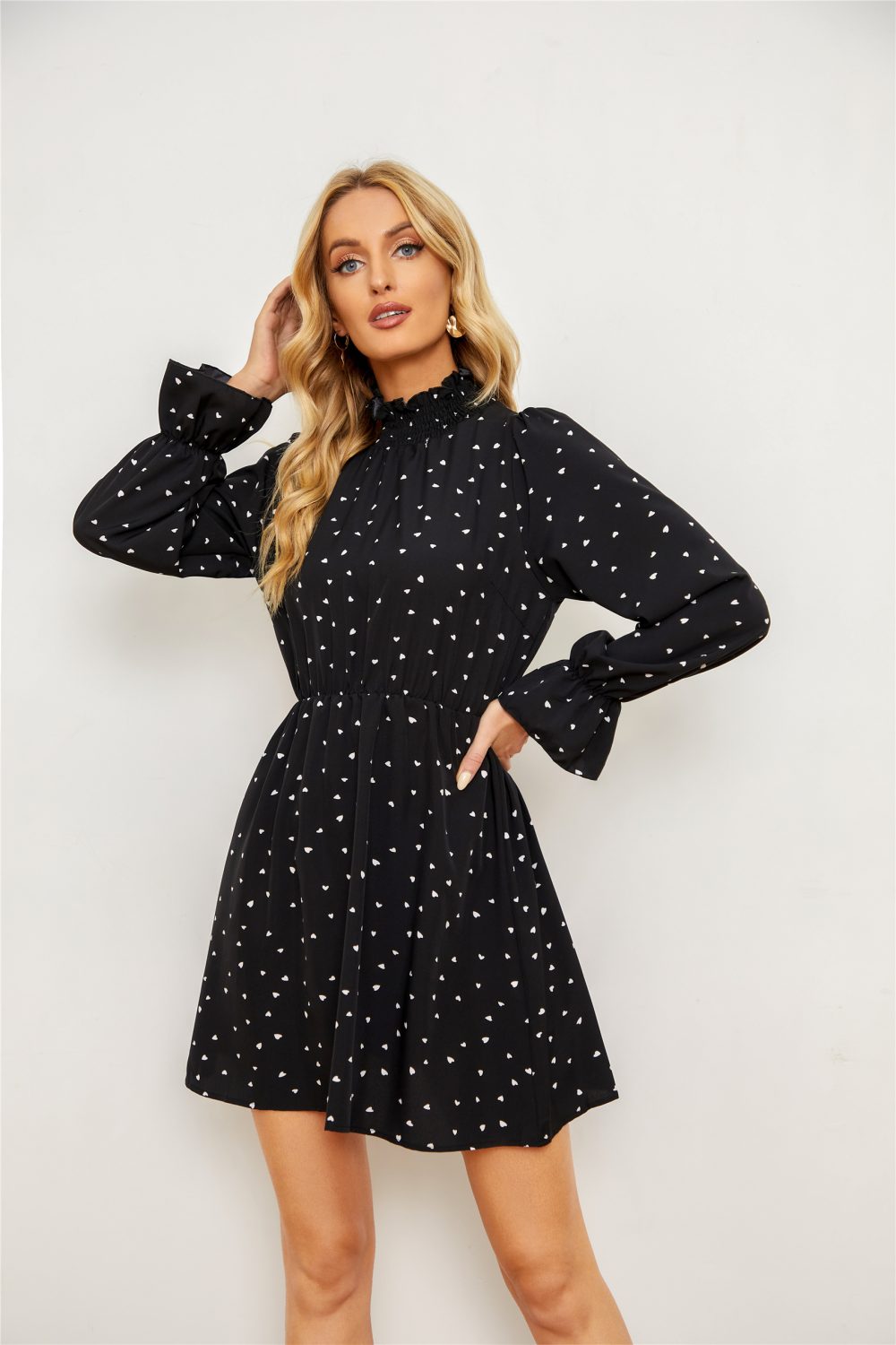 Elegant Heart Long Sleeve Dress