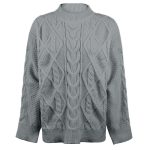 Retro Twist Sweater Women - Autumn Winter Loose Mock Neck Sweater Top