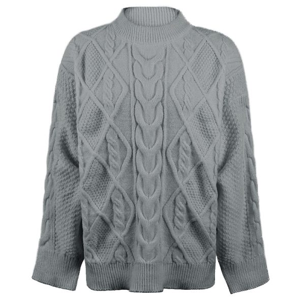 Retro Twist Sweater Women - Autumn Winter Loose Mock Neck Sweater Top