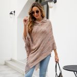 Hooded Striped Tassel Cape Autumn Winter Shawl