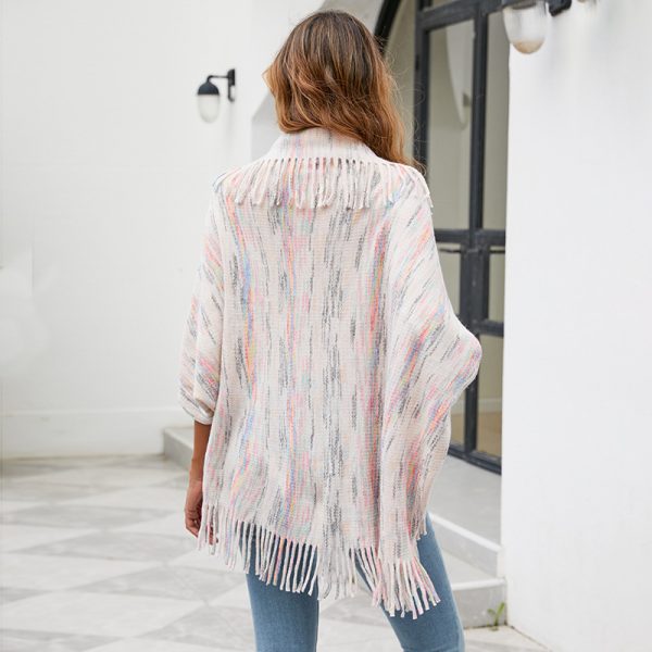 Colorful Striped Tassel Women Autumn Shawl