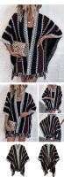 Contrast Color Plaid Ladies Tassel Cape Scarf