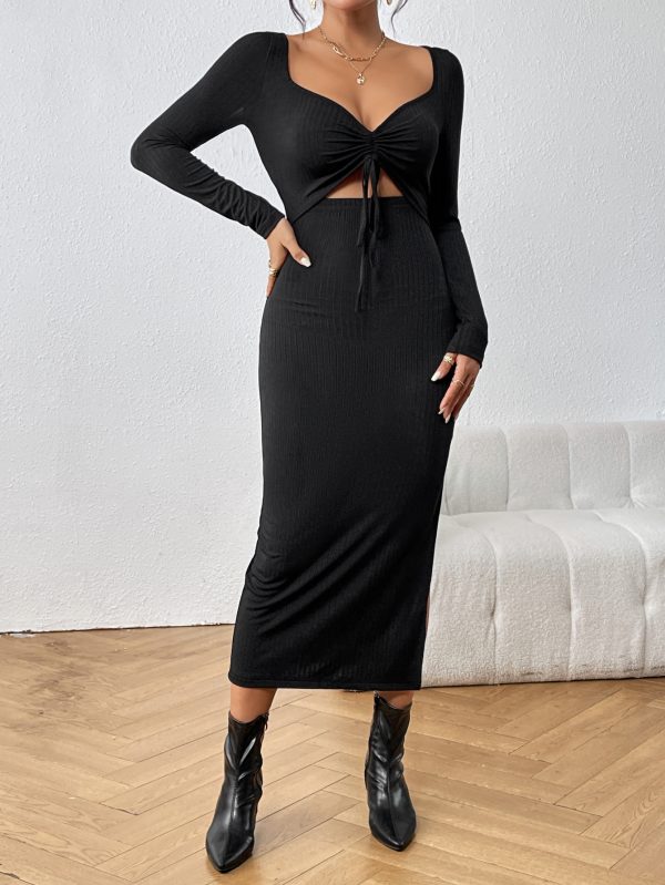 Sexy Deep V-Plunge Split Sleeve Dress