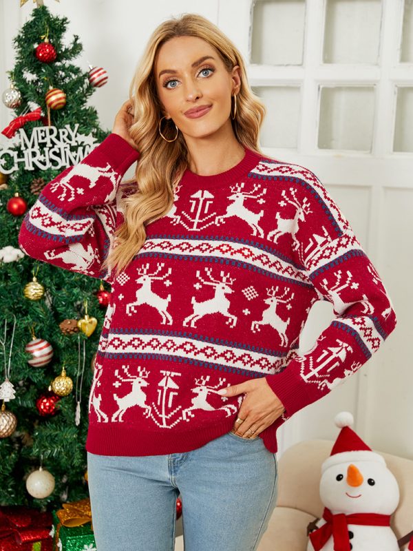 Christmas Deer Jacquard Sweater Women