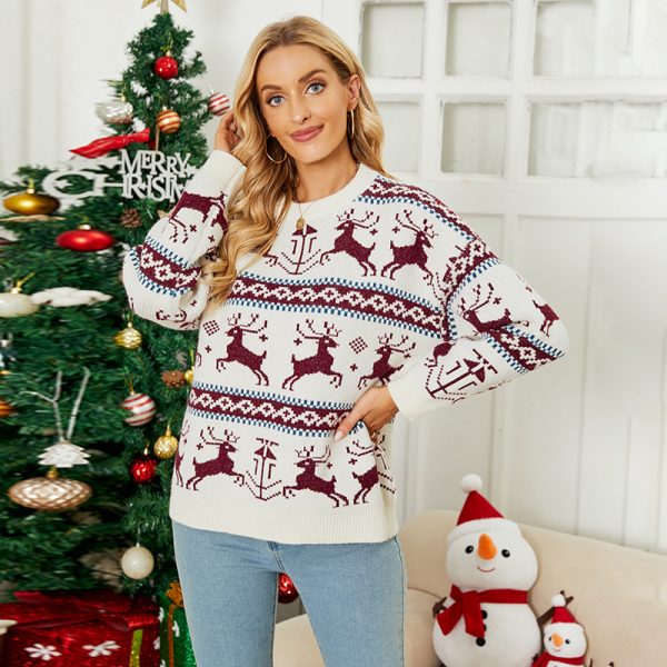 Christmas Deer Jacquard Sweater Women