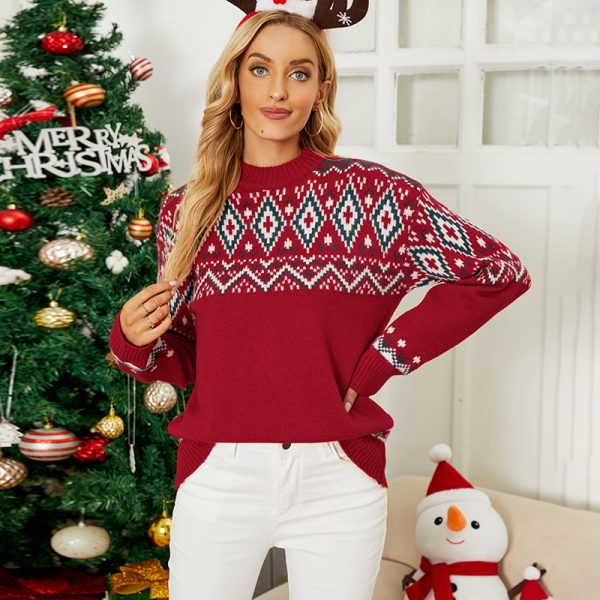 Christmas Sweater - Autumn Winter Half Turtleneck Christmas Sweater for Women