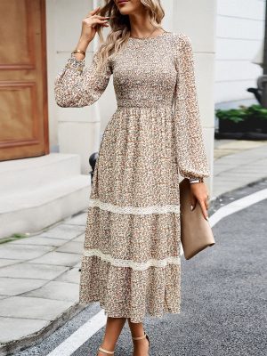 Elegant Round Neck Dress - Autumn/Winter