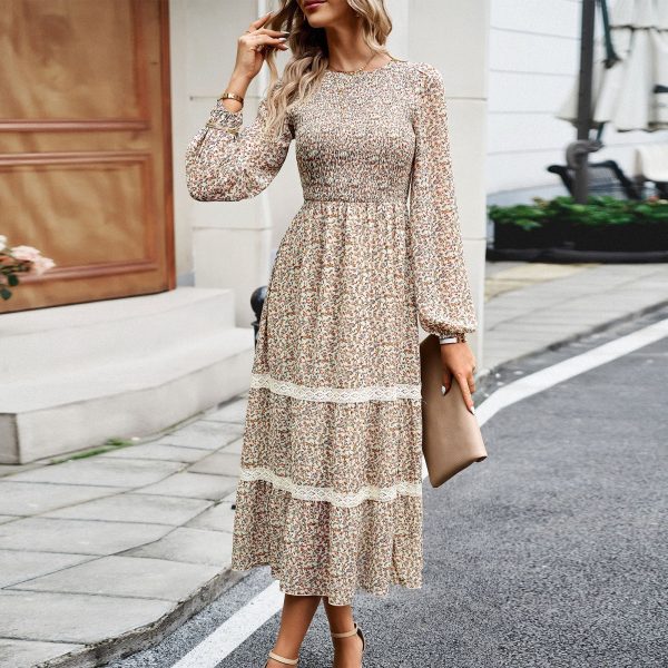 Elegant Round Neck Dress - Autumn/Winter