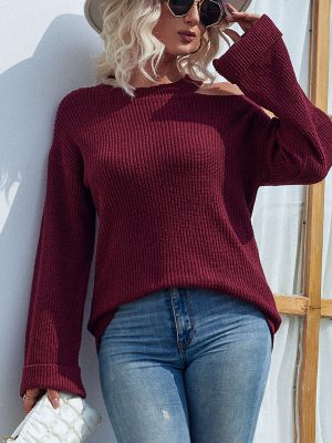 Shoulder Bell Sleeve Sweater for Women