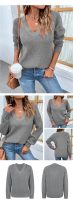 Elegant V-Neck Off-Shoulder Knitwear Sweater - Women's Autumn/Winter Fashion