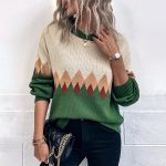 Retro Diamond Lattice Sweater for Christmas Women's Clothing