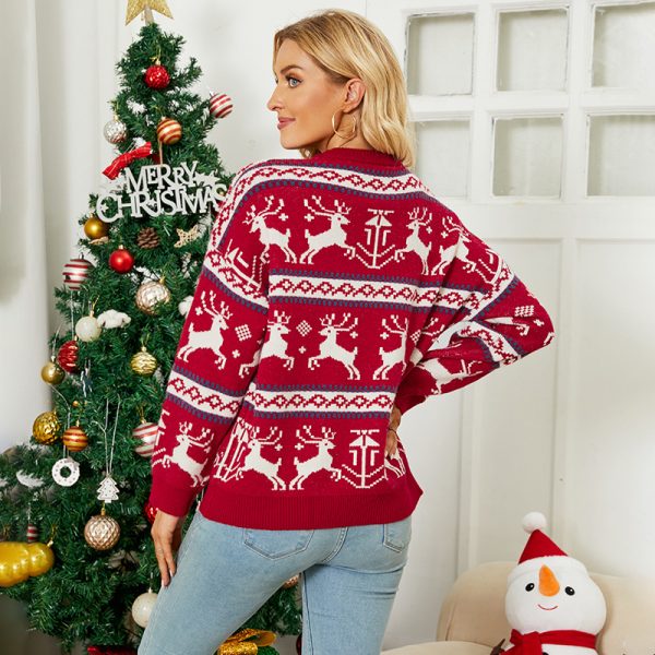 Christmas Deer Jacquard Sweater Women